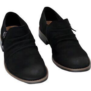 Clarks Camzin Pace Ruched Zip Bootie Black Nubuck Ankle Shoes Women's US 8.5M